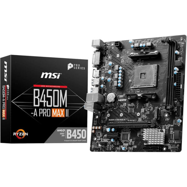 MSI B450M-A PRO MAX II Motherboard, Support AMD Athlon, AM4 DDR4