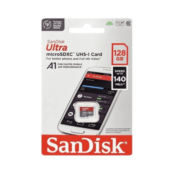 SanDisk Ultra 128GB microSDXC UHS-I, 140MB/s R, Memory Card, Mobile