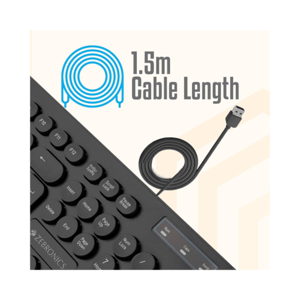 ZEB K24 USB Keyboard with Long Life 8 Million Keystrokes, 1.3m cable